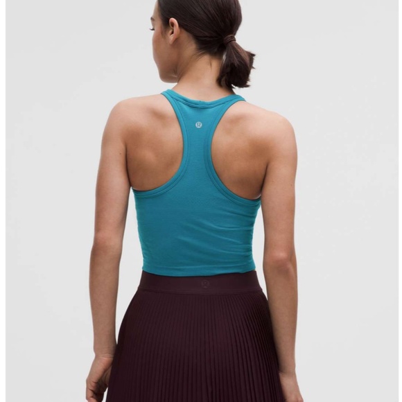 Lululemon NWT Swiftly Tech Cropped Racerback Tank Top 2.0 Hawaiian Blue Size 14 - Picture 2 of 6